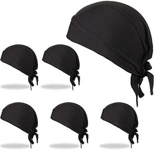 6 Pieces Do Rags Sweat Wicking Beanie Cooling Durags Skull Cap Motorcycle Head Wrap Bandana for Men Women, Black, 1