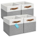 OrganiHaus 28x28cm 4 Pack Cube Storage Bin, Fabric Storage Bins, Cube Storage Organizer Bins, Kallax Organizer Storage Basket, Closet Storage Bins, Panier de Rangement, Bac de Rangement Gray/White