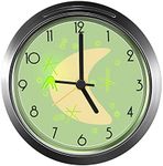 Geekify Glow in The Dark Sputnik Satellite Silent Retro Alarm Clock, Non Ticking Vintage Alarm Clock, Outer Space Décor – Green/Yellow with Chrome Finish