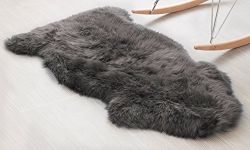 Single Pelt , Dover Gray : Genuine Australian Sheepskin Rug One Pelt Gray Natural Fur, Single, Approx. 2ft. x 3ft