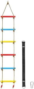 ForestForge 6.5FT Kids Rope Ladder for Treehouse, Swing Set & Backyard Playground, Outdoor Climbing Ladder with Colorful Plastic Rungs, Safety Buckle, 220 lbs Capacity