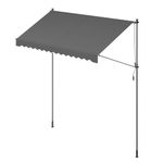 SONGMICS Retractable Awning, Manual Retractable Sunshade, Height-Adjustable with Crank, for Balcony, Garden, Patio, 300 x 120 cm, Anthracite Grey GSA302G02