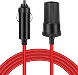 TNP Car Cigarette Lighter Extension Cord 10ft - Red 24v / 12v Extension Cord with Cigarette Lighter Plug - Male to Female Cigarette Lighter Extender Cable for Tire Inflators, Vacuum, Mini Refrigerator