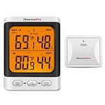 ThermoPro TP62 Indoor Outdoor Thermometer Wireless Weather Hygrometer, 500ft/150m Range Temperature Humidity Sensor, Backlight Indoor Room Thermometer for Home Greenhouse Garden