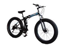 Princeenterprises Fat Foldable Mountain Bike Dual Suspension Cycles For Adults 26 * 4T Gears Bicycle Dual Disk Brake Unisex Mountain Bike, 18 Inch, Black