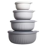 COOK WITH COLOR Prep Bowls - 8 Piece Nesting Plastic Meal Prep Bowl Set with Lids - Small Bowls Food Containers in Multiple Sizes (Grey Ombre)