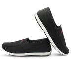 WalkLine Pull-on Sneakers for Men| Casual Shoe for Mens, Soft Cushion Insole Black