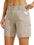 Willit Women's Golf Hiking Shorts Cargo Quick Dry Athletic Shorts Casual Summer Shorts with Pockets 7" Khaki 10