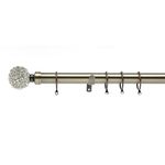 K Kestrel 28 mm Extendable Curtain Pole Rods Easy Fit Rings, Diamante Ball Finial(Antique Brass, 120-210 cm)