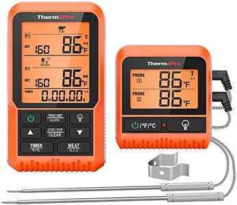 ThermoPro TP826 500FT Wireless Meat Thermometer, Dual Meat Probe Cooking Thermometer with HI/Low Alert& Kitchen Timer, IPX4 Food Grill Thermometer, BBQ Smoker Thermometer for Oven,Grilling Gifts