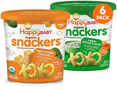 Happy Baby Organics Snackers Baked Grain Snack, 2 Flavor Veggie Variety Pack, 1.5 Ounce (Pack of 6)