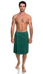 TowelSelections Men's Wrap Adjustable Cotton Terry Spa Shower Bath Gym Cover Up, Deep Sea, Small-Medium