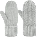 Women's Winter Gloves Warm Lining Cozy Wool Knit Thick Gloves(Grey) …