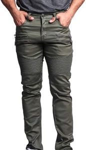 G-Style USA Men's Coated Biker Jeans Jeans - DL1030 - Olive - 28/30 - DNM