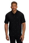 JP 1880 Men's Polo Shirt, Half Sleeve, piqué, Skull Pattern, Black, XXL