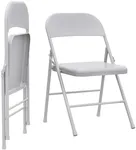 Set of 2 Folding Chairs: Grey Metal Folding Chairs That Support Up to 350 Pounds. These Portable Foldable Chairs are Perfect for Indoor and Outdoor Use