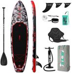 FunWater SUP Inflatable Stand Up Paddle Board Ultra-Light Inflatable Paddleboard with ISUP Accessories,Fins,Adjustable Paddle, Pump,Backpack, Leash, Waterproof Phone Bag,Kayak Seat (red)