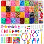 CYCFMYYLY 2600+ Rubber Band Kit, DIY Rubber Bands 32 Colors Rubber Bands for Refill Making Kits Accessories with Bead S-Clips Making Set for Kids Christmas Gifts Birthday Party
