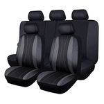 Flying Banner Universal PVC Mesh Car Seat Covers Full Set with Airbag Compatible (Black Grey)