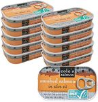 COLE'S SMOKED SALMON IN OLIVE OIL - 3.2 oz Hand Packed, Smoked Salmon, Preservatives Free, Canned Fish – Pack of 10