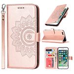 ELTEKER Phone Case Compatible with iPhone 6/6S Wallet Case,Premium Leather Card Holder Card Slot Magnetic Closure Flip Kickstand Women Wallet Case for iPhone 6/6S - Rose Gold