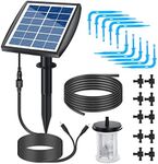 SaZaK Solar Irrigation Solar Auto Watering System Solar Powered Automatic Drip Irrigation Kit Self Watering Devices with Water Sensor Timer for Plants in Patio Balcony Green House