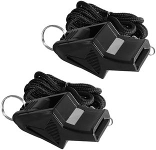 Whistle, 2 Packs Plastic Sports Black Whistles with Lanyard Teeth Protector, Loud Crisp Sound Whistle for Coaches, Referees, Officials