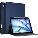 ProCase Slim Case for iPad Air 11-inch (M2) 2024 / iPad Air 5 2022/iPad Air 4 10.9 Inch with Pencil Holder, Smart FolioStand Protective Cover for iPad Air 6th 11"/10.9" 5th /4th Generation -Navy