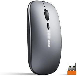 INPHIC Silent Wireless Mouse, 700mAh Battery Level Visible, Slim 2.4G Rechargeable Cordless Mouse, 1600 DPI with USB Receiver for Laptop PC Mac MacBook, Windows, Office, Grey