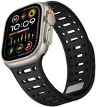 ZZDZZ Compatible with Apple Watch Band 49mm 46mm 45mm 44mm 42mm 41mm 40mm 38mm, Magnetic Silicone Sport Breathable Strap for iWatch Ultra 2 SE Series 10 9 8 7 6 5 4 (49/46/45/44/42mm, Black)