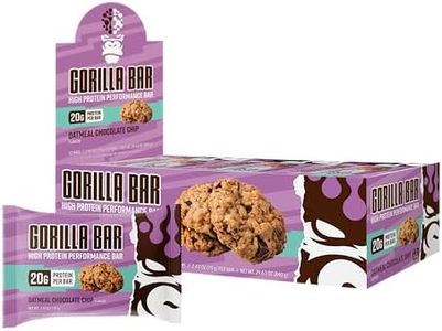 Gorilla Mind Protein Bars (Oatmeal Chocolate Chip) - 20g High-Performance Protein Bar/Incredible Taste And Texture/Emphasis On Whey Protein Isolate