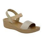 BELLA by Labella Women Fashion Platform with Back Strap Golden Sandal | Durable | Stylish | Comfortable | Slip Resistant | Lightweight and Breathable | 3 UK