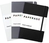 PAPERAGE Lined Journal Notebooks, 3 Pack, (Black, Grey & White), 160 Pages, Medium 5.7 inches x 8 inches - 100 GSM Thick Paper, Hardcover