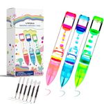 LIVOND Liquid Timer Pen - Retractable Ballpoint Pen with Colorful Moving Bubbles & Droplets - Relaxing Calming Fidget Sensory Writing Toy for Kids & Adults- 3-Pack (Red, Green, Blue)