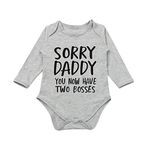 G-Amber Baby Boys Girls Romper Bodysuit Infant Funny Letter Long Sleeves Jumpsuit Outfit 9-12Months Sorry Daddy You Now Have Two Bosses