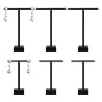 Jeffdad 6 Pcs Acrylic Earrings Display Clear Earring Display Holder T Bar Earring Organizer Tree Stand Hanging Jewelry Organizer for Necklaces Bracelet Earrings Ewelry Props Show(black)