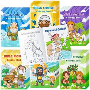 Zainpe 24Pcs Christian Bible Stories Coloring Books for Kids Bible Study Theme DIY Art Drawing Book Jesus Noah's Ark Pattern Color Booklets Party Favors Supplies Birthday Gift Goodie Bag Filler