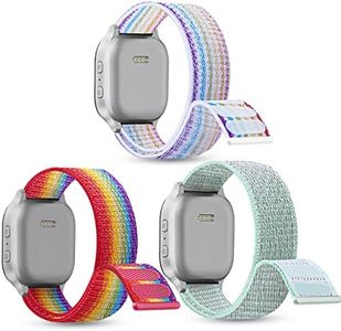 3 Pack Replacement Nylon Bands Compatible with Gabb Watch/Gizmo Watch 2 & 1, Hook & Loop Design Easy for Kids to Put On & Off, Breathable & Washable,Rainbow+Neon+LightGreen