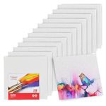 Artlicious Canvases for Painting - Pack of 12, 8 x 8 Inch Blank White Canvas Boards - 100% Cotton Art Panels for Oil, Acrylic & Watercolor Paint
