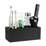 Luxspire Toothbrush Holder, 5 Slots Toothbrush Razor Holder Toothpaste Stand, Resin Decorative Dental Storage for Bathroom Accessories Set Vanity Counter Sink Organizer Storage Organizer Caddy - Black