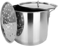 Stock Pot Stainless Steel 40QT Lid Steamer Pot Brew Vaporera Kettle Tamales New 10Ga