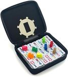 CHH Double 12 Mexican Train Number Dominoes to Go Travel Size with Zip Up Case, Hub & 8 Domino Trains