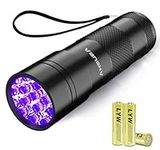 Vansky 12 LED UV Blacklight Flashlight, Pets Ultra Violet Urine and Stain Detector Fluorescent Whitening Agents Detector, Find Dry Stains on Carpets, Rugs, Floor (3 x AAA Batteries Included)