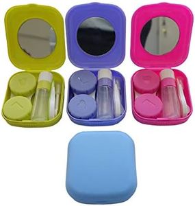 Erewa 4 Pack Colorful Contact Lens Case Kit with Mirror Durable, Compact, Portable Soak Storage Kit