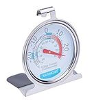 KitchenCraft Fridge Freezer Thermometer with Min Max Temperature Guide, Clear Dial, Stainless Steel, Silver