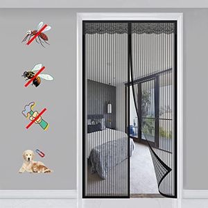 Magnetic Fly Screen Door Polyester Magnetic Quiet ​Encryption Keep Fresh Air in Seal Automatically Soft Door, for Balcony Sliding Doors Living Room - Black-B||70x180cm(27x70inch)