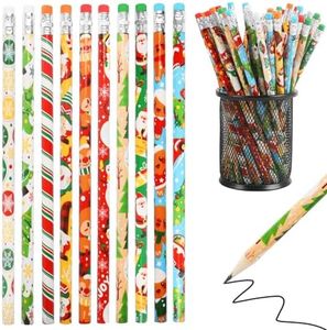 DIYASY 100 Pcs Christmas Pencils for Kids, Holiday Pencils Bulk with Erasers Xmas Wood Pencil Party Favor Supplies Classroom Rewards Prizes Stationery Decorations 10 Styles