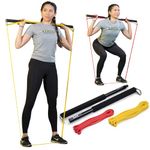 Lebert Fitness Resistance Bar and Band Bundle | Professional Gym Quality | at Home Gym Equipment | Resistance Bands for Exercising | Home Strengthening Bar for Resistance