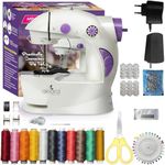 akiara - Makes life easy Mini Silai Machine for Home use | Tailor Machine | Stitching Machine with Sewing Kit Pouch and Thread Scissors, Needle All in One Sewing Accessories (White & Purple)