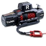 RUGCEL WINCH 13500lb Waterproof Electric Synthetic Rope Winch 12V with Hawse Fairlead,Double color rope，for Truck SUV